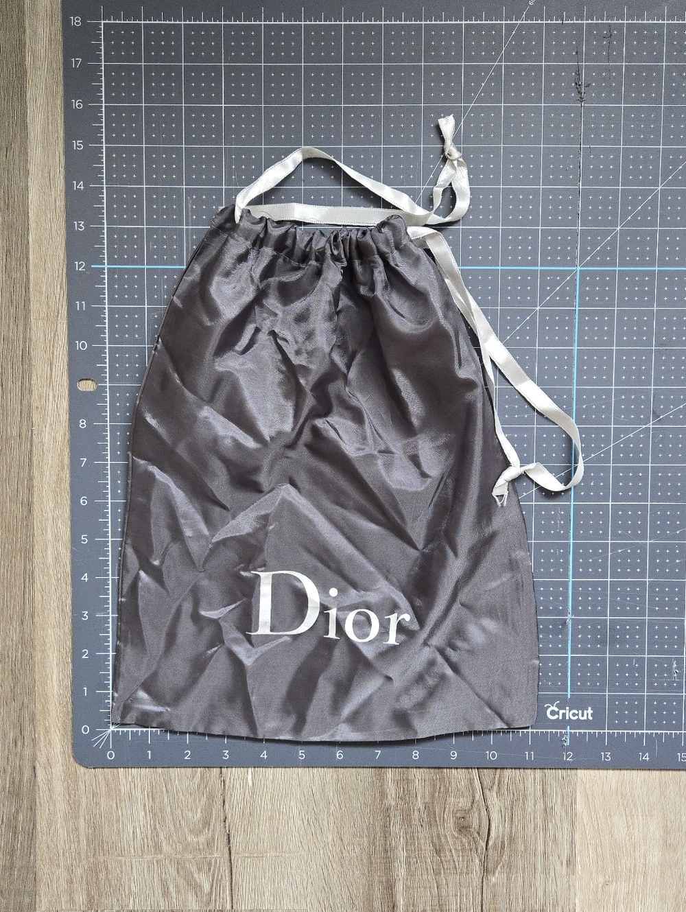 Dior Dust Bag Gray Drawstring Storage Bag Small Purse Protector 14x11